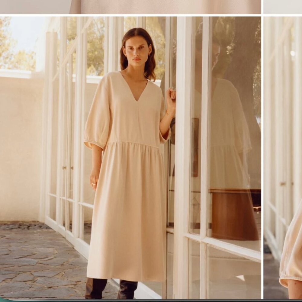 Everlane Puff Sleeve Midi Dress PINK Medium